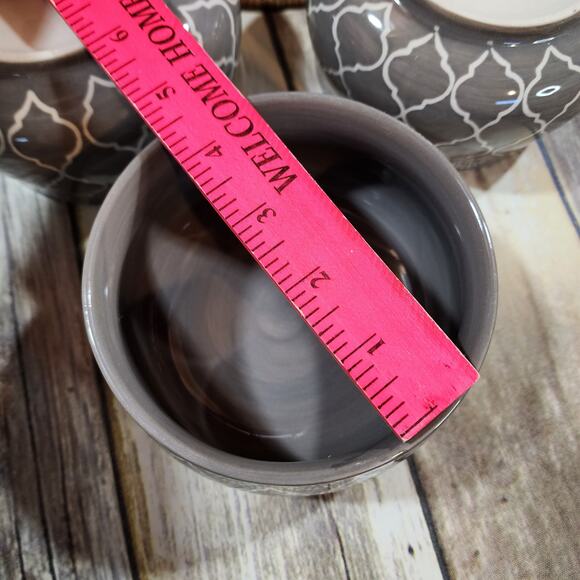 Baum Brothers Moroccan gray & white soup cereal bowls 5" dinnerware set of 3 - Picture 8 of 9